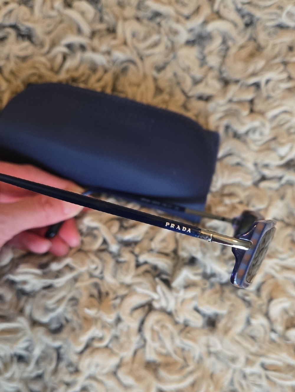 Prada Women's Retro Blue Rectangular Eyeglasses - Picture 5 of 9